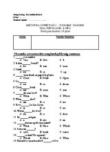 Đề kiểm tra 15 phút số 1 môn Tiếng Anh Lớp 6 - Năm học 2018-2019 - Trường THCS Hùng Cường (Có đáp án)